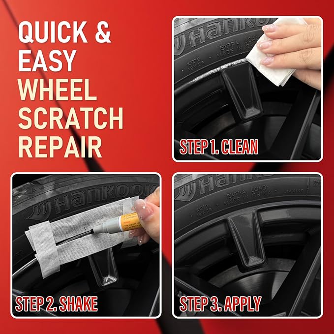 SMAPHY Matte Black Rim Touch Up Paint, Wheel Scratch Repair Kit, Repair Curb Rash, Scratches, and Scuffs on Wheels Quickly and Easily, Universal Color Matte Black Wheel Paint