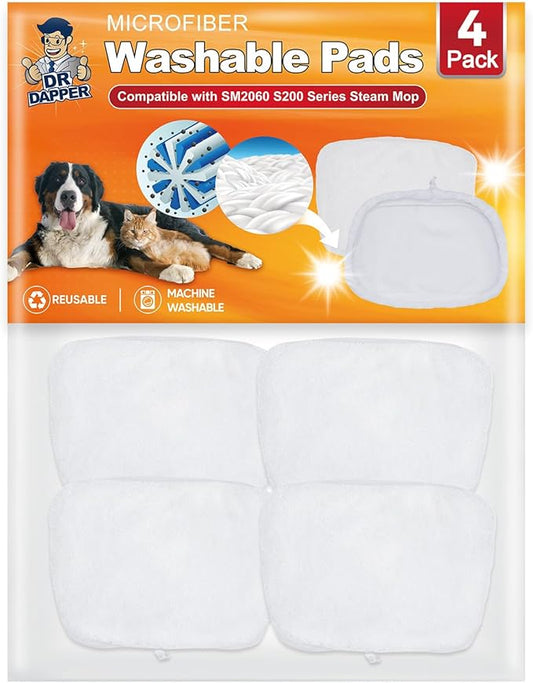 DR DAPPER 4 Pack SMP01 Steam Mop Pads Compatible with Kenmore SM2060 S200 Series, Steam-Mop Reusable Washable Floor Mop Pad for Hardwood Floor Steam Cleaner