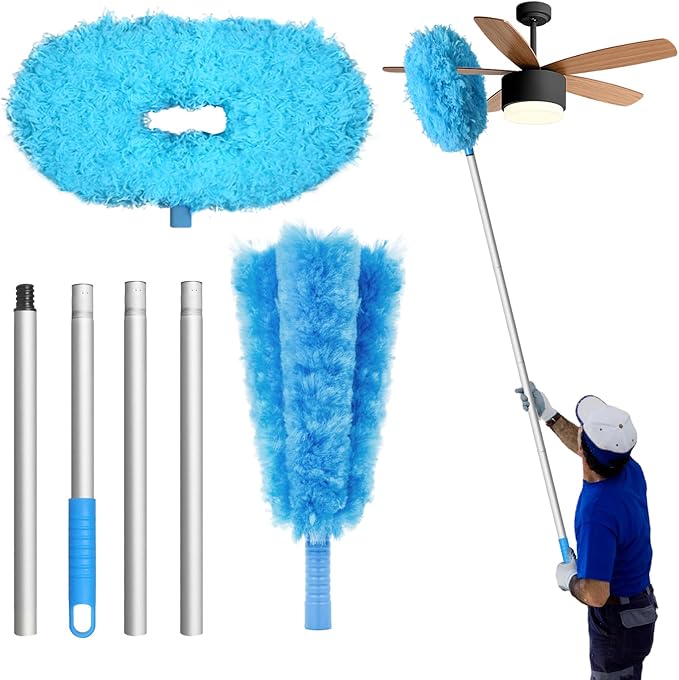 Storystore Ceiling Fan Cleaner Duster and Feather Dusters for Cleaning Dust and Cobweb(4-Claw and Round)