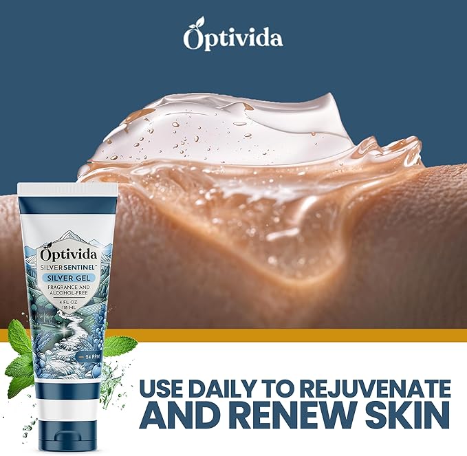 OPTIVIDA Colloidal Silver Gel for Wound Care, Natural Topical Skin Healing | Nano-Silver Topical Gel for Wounds, Burns, Rashes, Skin Irritations, Unscented (4 Oz.)