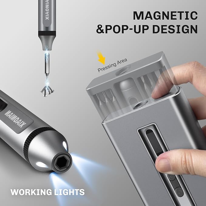 52 in 1 Electric Screwdriver Set,XIAONIAN 3.7V Mini Precision Screwdriver Set with 48 S2 Magnetic Bits,USB-C Charging Cable,LED Light,Small Repair Tool Kit for Phone,Watch,Eyeglasses,PC,Camera,Laptop