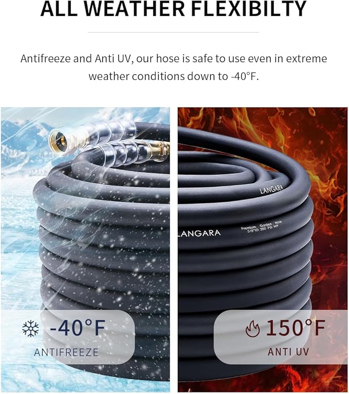 Leader Garden Hose 3ft x 5/8", 300PSI Working, 1000PSI Burst, Heavy Duty Short Water Hose, Hot/Cold Water, Five Layered Braiding for Durability (Black)