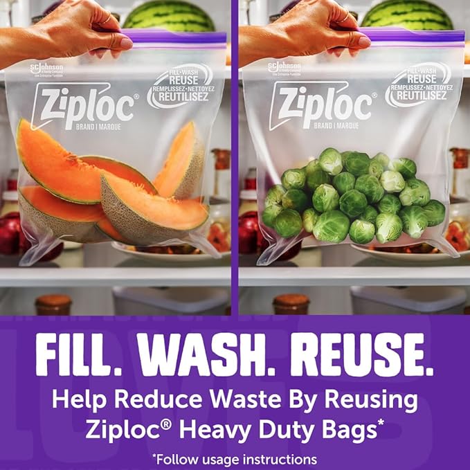 Ziploc Heavy Duty Gallon Food Storage Bags, Seal Top Closure, 10 Count