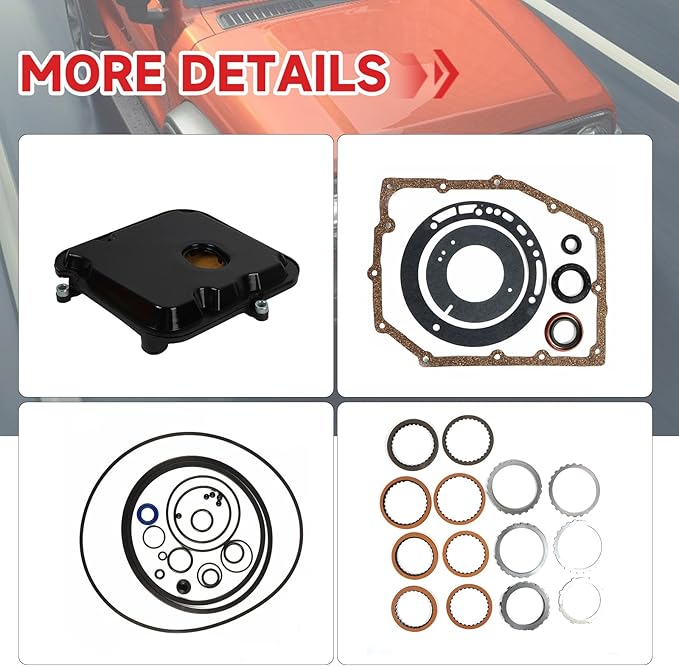 42RLE Transmission Master Rebuild Kit with Gaskets Friction Steel Plates for 2004-2011 Endeavor 3.8L 2007-2011 Wrangler 3.8L 68332423AA, 077909, 077752