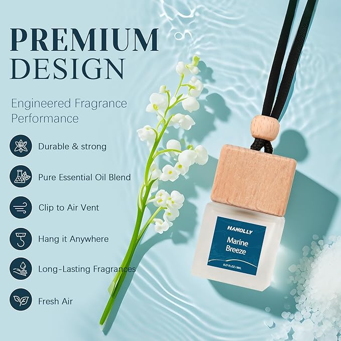 Car Air Freshener Hanging 2 Pack – Marine Breeze Car Freshener Diffuser, Fall Car Air Freshener for Women and Men, Lasting up to 45 Days. 0.27 FL OZ/8ML