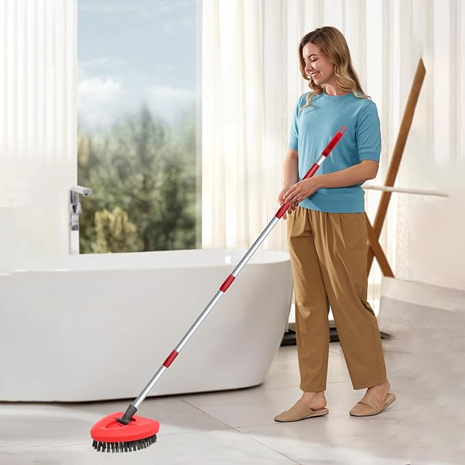 2 Pack Upgraded Spin Mop Replace Scrub Brush Compatible with O Cedar EasyWring 1 Tank, Great for Kitchen, Deck, Bathroom and Shower Floor Scrubber Head