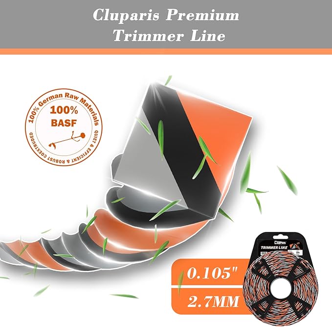 Cluparis 305-Feet Super Heavy Duty Trimmer Line .105-Inch-by-1-Pound Twist Pro Trimmer Line Bulk 3-Component Tri-Extrusion Weed Eater String with Super Line Cutter