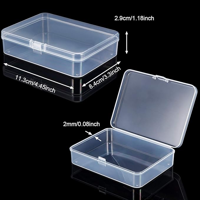SATINIOR 24 Packs Small Clear Plastic Beads Storage Containers Box with Hinged Lid for Storage of Small Items, Crafts, Jewelry, Hardware (4.45 x 3.3 x 1.18 Inches)