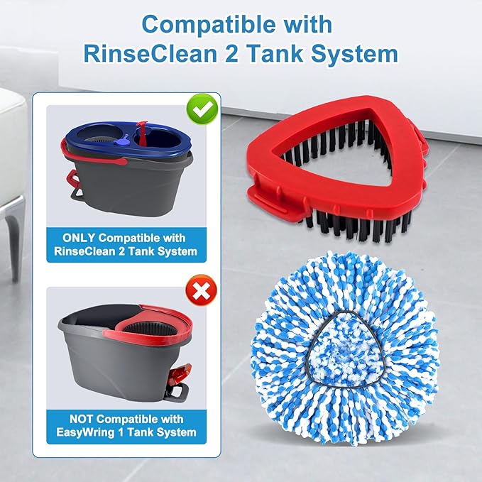 Mop Replacement Heads for O Cedar RinseClean 2 Tank System,2 Microfiber Mop Head Refills,1 Scrubber Mop Head and 1 Mops Base Combo Set for O-Cedar 2 Tank,MOp Replace Heads for Wet/Dry Floor Cleaning