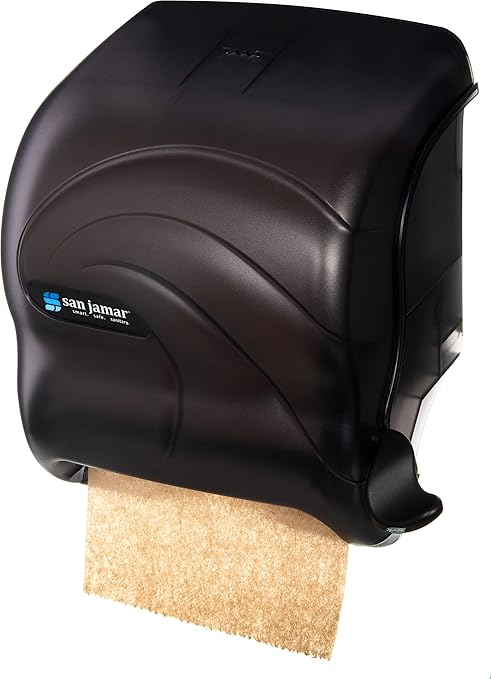 San Jamar Oceans Element Paper Towel Dispenser Fits All Core Sizes with Lever for Bathroom, Kitchens, and Restaurants, Plastic, 8.5 x 12.5 x 12.75 Inches, Black Pearl