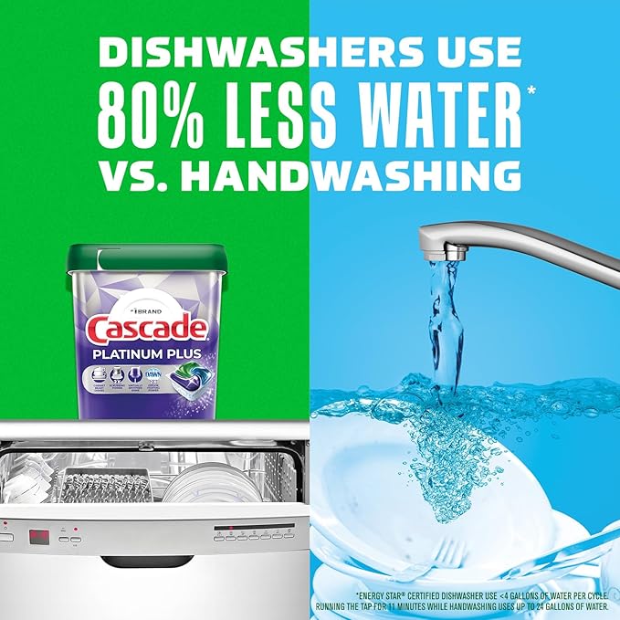 Cascade Platinum Dishwasher Pods, Dishwasher Detergent, Actionpacs, Fresh, 62 Count