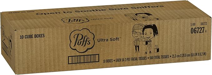 Puffs Ultra Soft Non-Lotion Tissues, 10 Cubes, 56 Tissues Per Box