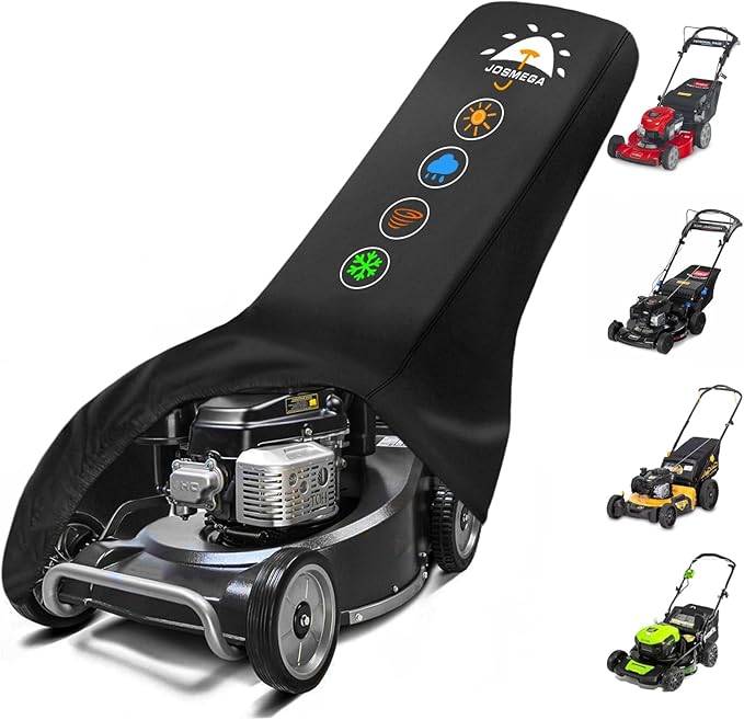 Push Lawn Mower Cover | 800D Heavy Duty Oxford | Double Needle Stitching | PU Waterproof | Back Seam Tape | Outdoor Windproof | Adjustable Webbing Buckle | Bottom Elastic Band | (Push)