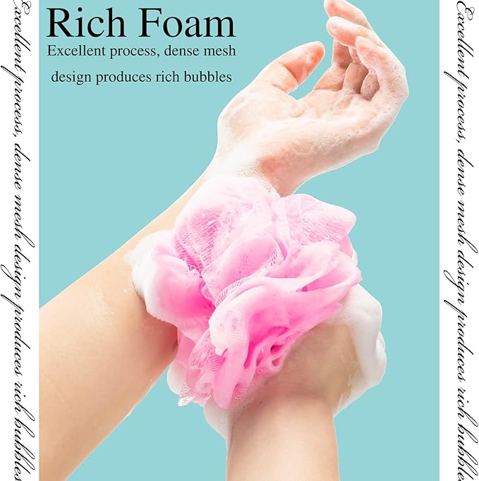 CHENGU 80 Pcs Loofah Bulk Sponge Bath Sponges for Shower Bath Luffa Bulk Pouf Shower Puff Wash Body Pouf Mesh Loofah Exfoliating Body Scrubber for Baby Women Men, 20g (Mixed Colors)