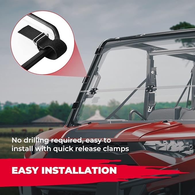 KEMIMOTO Flip Windshield Compatible with Ranger 1000, 2-IN-1 Fold Down Windshield Compatible with Polaris Ranger XP 1000/ 1000 2017-2026