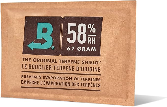 Boveda 58% Two-Way Humidity Control Pack For Storing 1 lb – Size 67 – Single – Moisture Absorber for Storage Containers – Humidifier Pack – Individually Wrapped Hydration Packet – Less Sticky