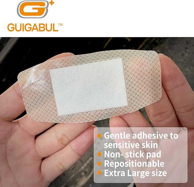 Silicone Adhesive Bandages for Elderly Sensitive Skin - Painless Removal 2''x4'' Extra Large 15 Counts Waterproof and 15 Counts Flexible Fabric Bandages by G+ GUIGABUL - Hypoallergenic - Latex Free