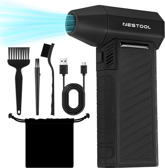 Compressed Air Duster-135000RPM, Mini Air Blower with Brushless Motor 3-Gear Adjustable, Air Duster Rechargeable for Keyboard, Computer, Car, House and Outdoor