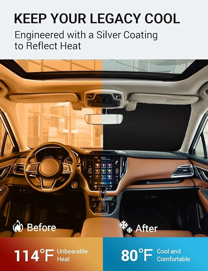 Proadsy Windshield Sun Shade for Subaru Legacy 2020-2023 2024 2025 Foldable Front Sunshade Protector Sun Visor Blocks UV Rays Keep Car Cooler