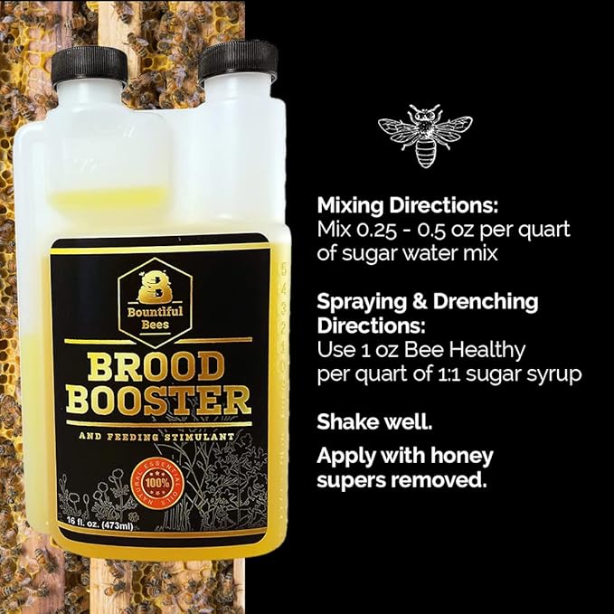 Brood Booster & Feeding Stimulant – 16 oz – Natural Honey Bee Supplement – Boosts Colony Growth – Prevents Syrup Fermentation – Aids Comb Building – Great for Nucs & Swarms