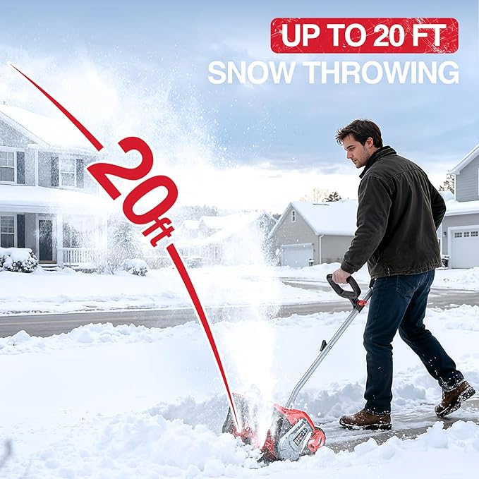 Electric Snow Shovel with Wheels, 40V 16.5 Inch Brushless Cordless Snow Blower with 2 x 5.0 Ah Batteries and Charger, Powerful Snow Thrower with Directional Plate and LED for Driveway, Step, Patio