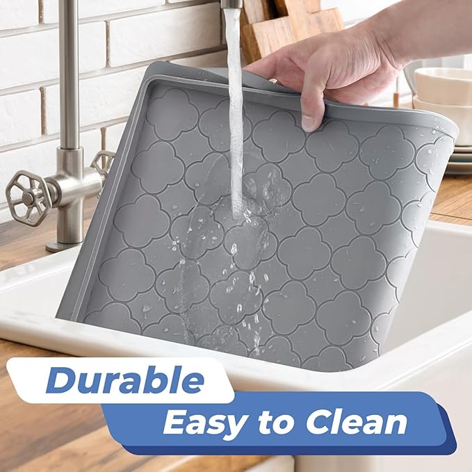 Jin&Bao Waterproof Under Sink Mat 34x22 for Kitchen and Bathroom, Thicken Cabinet Protector and Kitchen Shelf Liner, Organizer and Storage, Multipurpose Mat for Pets, Coffee Area, and Shoe Entryway
