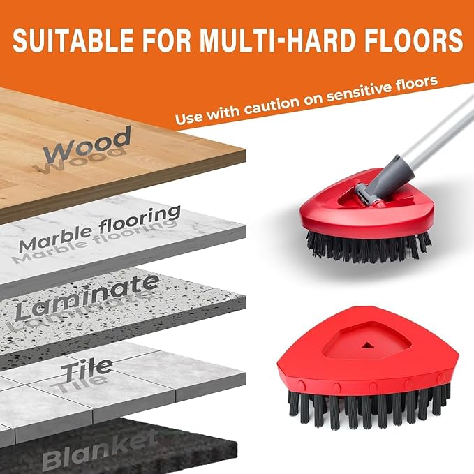 Small Spin Mop Replace Head Base + Scrub Brush for O Cedar 2-Tank RinseClean,1 Mop Scrubber Brush and Mop Base Combo Set,Great for Kitchen, Deck, Bathroom and Shower Floor Scrubber