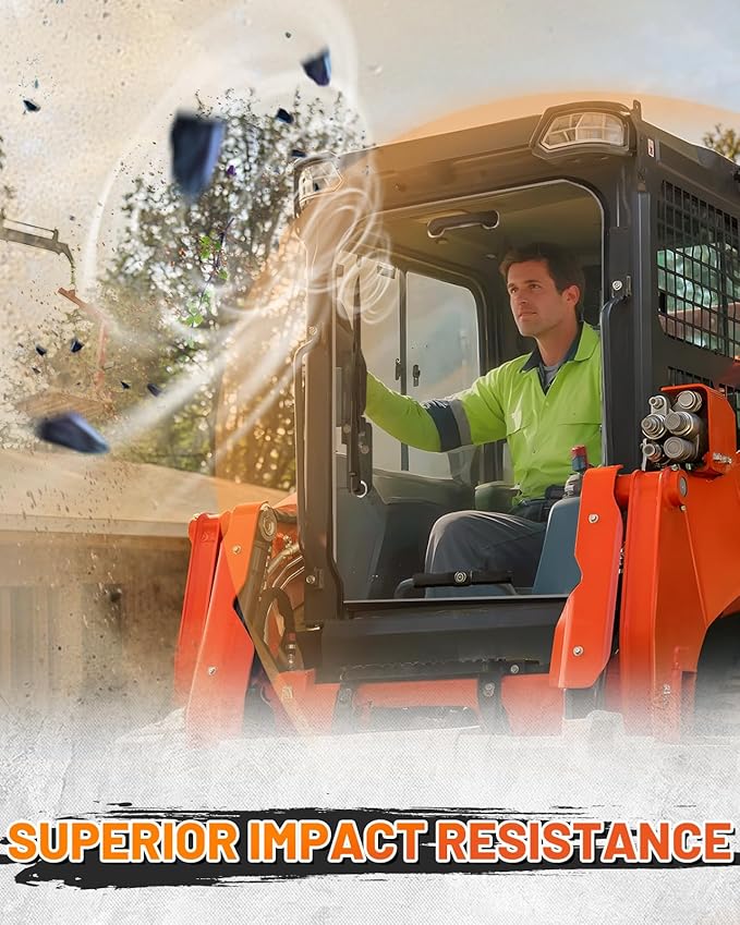 MDPROMCP Track Loader Door Glass Windshield Compatible with Kubota Skidsteer SVL65 SVL75 SVL90 SVL95 SVL97,Skidsteer Windshield Replacement for V0621-34520-12PC (Scratch Proof PC Material Heavy Duty)
