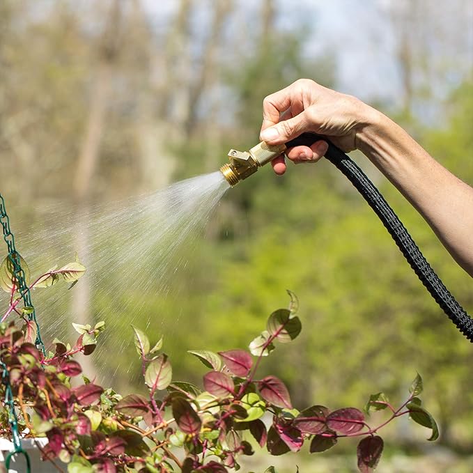 Flexi Hose Upgraded Expandable Garden Hose Extra Strength 3/4 Solid Brass Fittings - The Ultimate No-Kink Flexible Water Hose (Black, 50 FT)