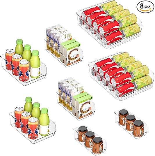 Ettori Set of 8 Clear Organizing Bins for Total Home Organization - Multi-Purpose Storage Solution for Pantry, Closet, Bathroom, and Kitchen