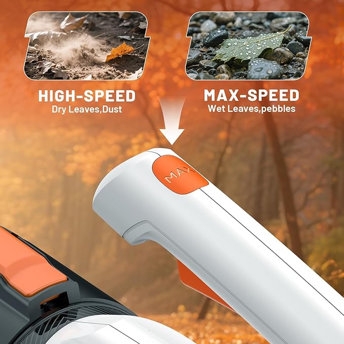 Litheli 20V Cordless Leaf Blower with 2×2.0Ah Batteries, 350CFM/85MPH Lightweight Electric Blower, 2-Speed Handheld Battery Leaf Blower for Lawn, Garden, Patio, Yard & Dust Cleanup