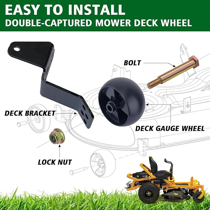CheeMuii 6 Pack 734-04155 Mower Deck Wheels Kit 5 Inch Deck Gauge Wheel Replace for 734-04155 112-0677 72-025 210-275 938-3056 Deck Wheels with Bolts and Lock Nuts Kit