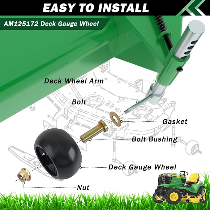 CheeMuii 8 Pack Lawn Mower Deck Gauge Wheels Kit AM125172 Mower Deck Wheels Compatible with John Deere 48", 54", 60", 62“, 72" Deck Replace for AM125172 AM124706 210-300