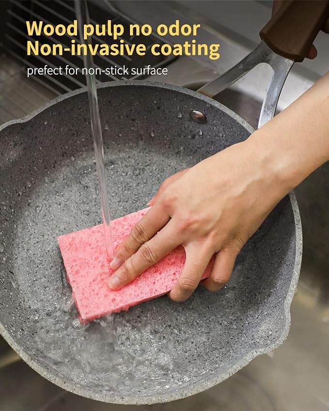 ARCLIBER Cellulose Sponges, Heavy Duty Scrub Kitchen Sponge, Clean Tough Messes Without Scratching, Pop Up Eco Sponges DIY Green (6 Pack), TBWS-10006-Gr
