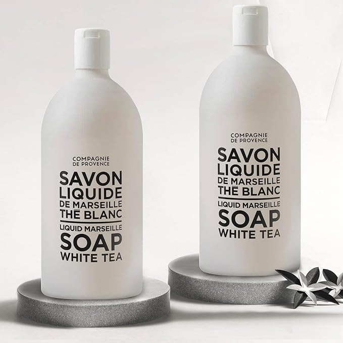Compagnie de Provence Savon de Marseille Extra Pure Liquid Soap - White Tea - Bulk 67.6 Fl Oz Plastic Bottle Refill