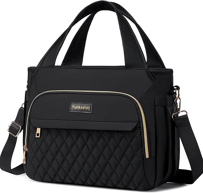 Lunch Bag Lunch Box Women - Insulated Lunch Tote Bag for Women Men, Leakproof Large Womens Lunch Bags for Work, Lunch Cooler Bag for Adult with Side Pocket for Picnic, Hiking, Beach (Black)