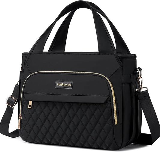 Lunch Bag Lunch Box Women - Insulated Lunch Tote Bag for Women Men, Leakproof Large Womens Lunch Bags for Work, Lunch Cooler Bag for Adult with Side Pocket for Picnic, Hiking, Beach (Black)