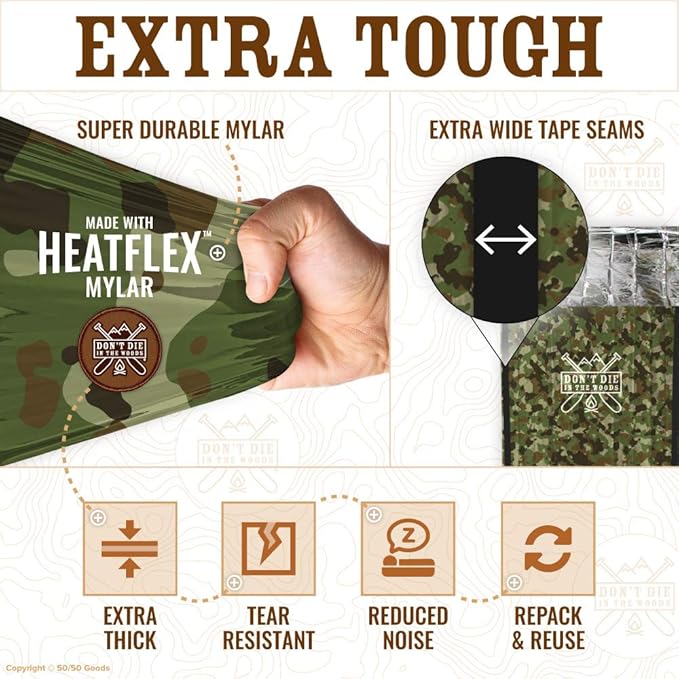 Don’t Die in The Woods - Survival Bivy - Emergency Sleeping Bag with Hood - Made with Extra-Thick Space Blanket Thermal Mylar