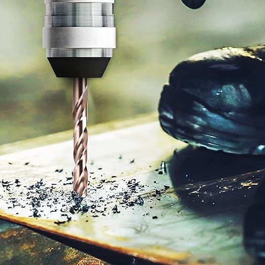 1/4 Inch Cobalt Drill Bit Set (10Pcs), M35 Fully Grounded 5% Cobalt Bits for Hardened Metals, Stainless Steel, Cast Iron and Wooden Plastics, with Storage Box