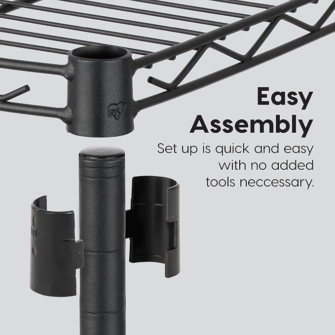 IRIS USA 4-Tier Shelves, 48"L x 18"W x 73"H (Up to 1200 lb), Adjustable Garage Shelving Heavy Duty, Metal Storage Shelves Wire Rack, Removable Locking Wheel, Shed Office Kitchen Garage Organizer Shelf