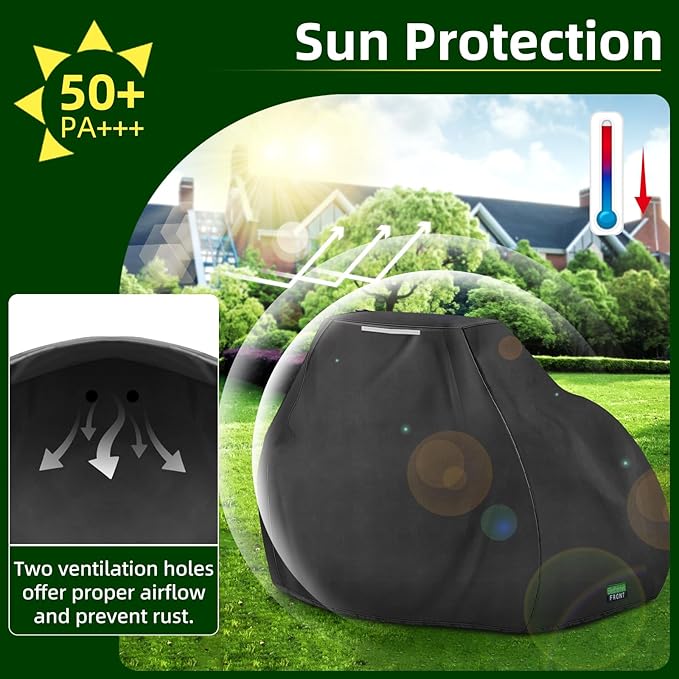 Premium Riding Lawn Mower Cover, Elechomes Heavy Duty 600D Polyester Oxford UV Protection Waterproof Windproof Universal Fits Decks Up to 60" Lawn Mower Dust Covers with Storage Bag 82.5x46x55 Inch