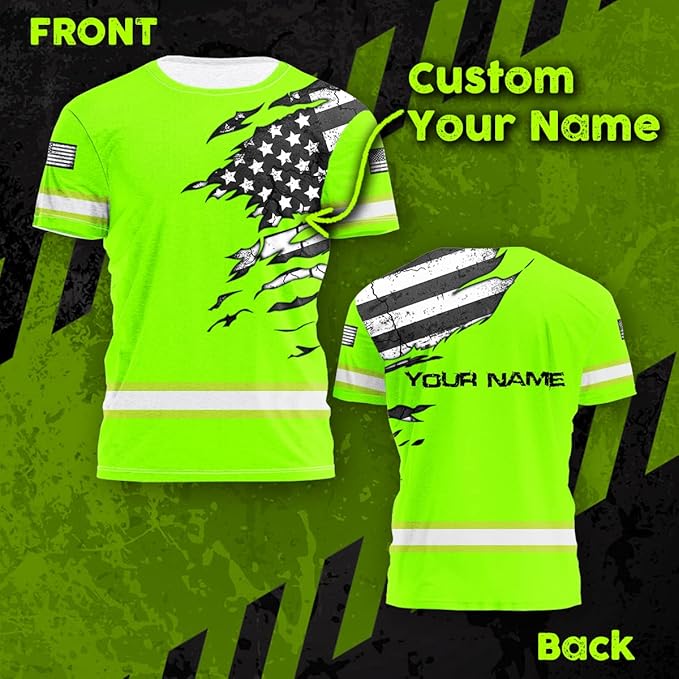 Color US Flag High Visibility Hoodie for Men Women Reflective Tapes Safety Workwear for Worker Runner Patriotic
