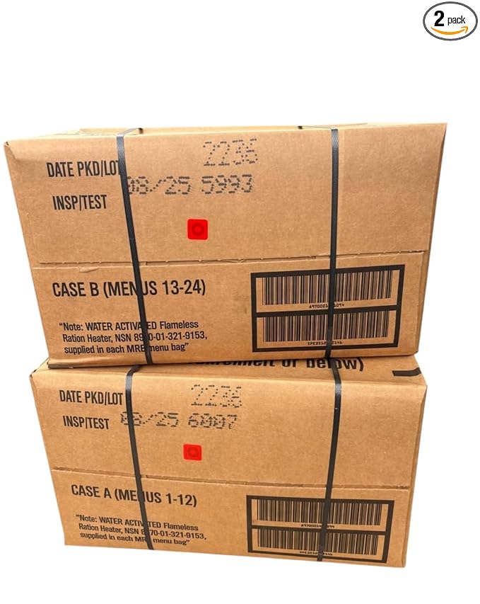 MRE, Emergency Food Supply, Survival Food, Freeze Dried Food w/Flameless Heater, Ready Meals (Variety Pack of 24) – A & B Case Inspection 2025