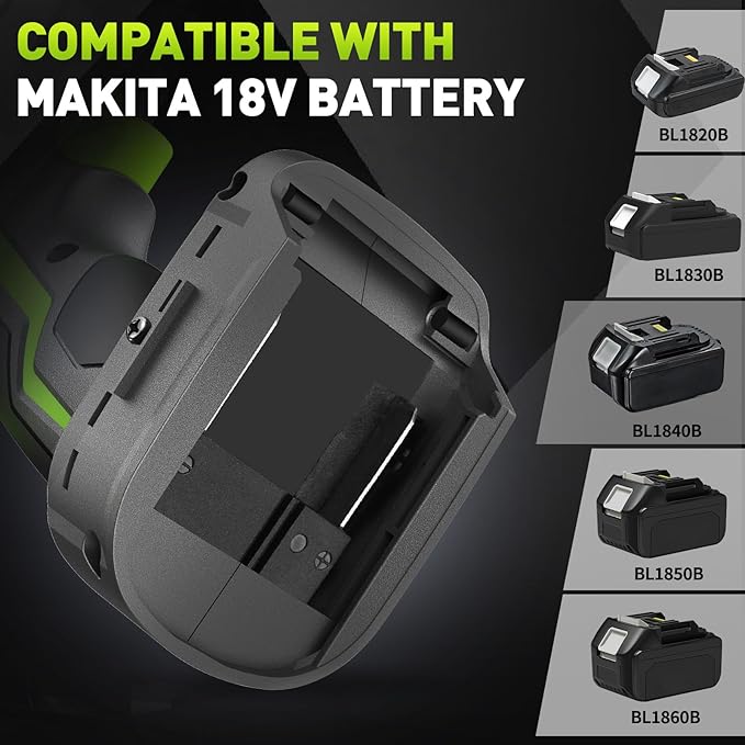 850Nm (630Ft-lbs) Cordless Impact Wrench for Ma-kita 18V Battery, Brushless 1/2 Impact Gun, 3-Speed, 4 Cr-V Sockets, LED Light, Electric Impact Wrench for Car Tire, Mower Lug Nut