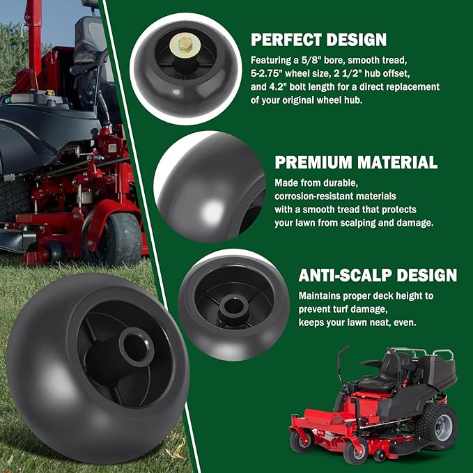CheeMuii 6 Pack Lawn Mower Deck Wheel Kit Heavy-duty Mower Anti Scalp Deck Wheels Replace for Bad Boy 022-5234-98 Replace for Exmark 103-4051 103-7263 Etc
