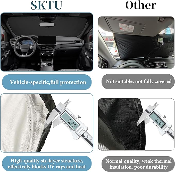 SKTU 2020-2025 2026 Escape Front Windshield Sunshade for 2020 2021 2022 2023 2024 2025 2026 Ford Escape Windshield Sunshade Foldable for Blocks UV Rays and Blocks Heat and Sun Keeps Vehicle Cool