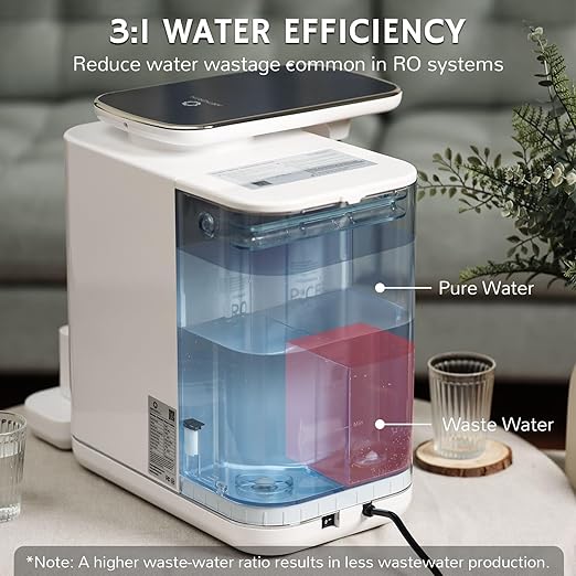 Airthereal Reverse Osmosis Countertop Water Filter System, 5 Stage Purification, 3:1 Pure to Drain, Portable 6L Water Purifier, Pristine Pro6H (No Installation Required)