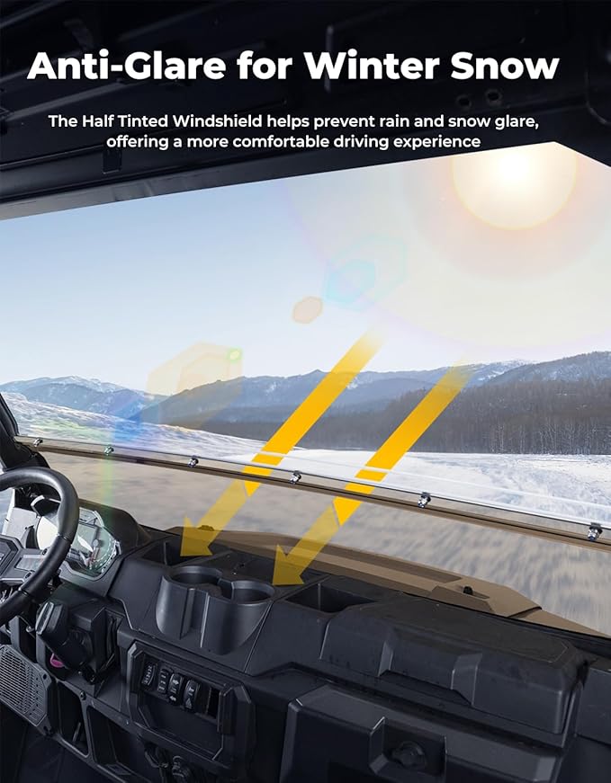KEMIMOTO 2-IN-1 Front Windshield Full to Half Compatible with Ranger 1000 /XP/Crew 2017-2025, Anti-glare UV-Proof Scratch-Resistant Compatible with Polaris Ranger 900 570 2013-2019 Accessories