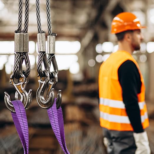 Lift Sling Straps,1" x 2' 2-Ply Heavy Duty Flat Eye Lift Slings,Polyester Lifting Strap Nylon Tree Saver Recovery Strap Web Sling Rigging Moving Tow Hoist Gear Straps 3200 lb 2600 lb 6400 lb 2 Pack