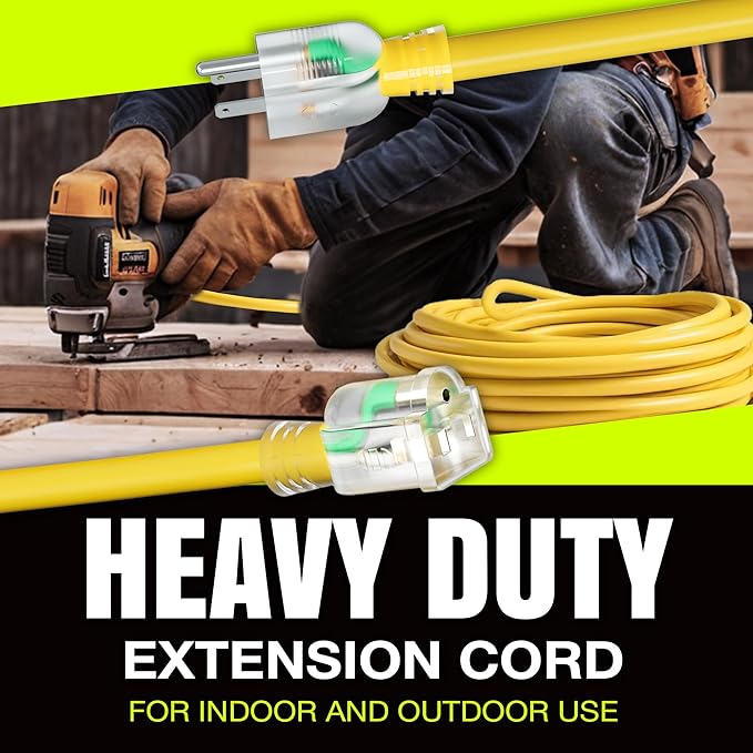 25ft Outdoor/Indoor Extension Cord 12/3 Gauge Extra Heavy Duty 3 Prong SJTW, Waterproof, Flexible Cold-Resistant Long Power Cord,15A 125V 1875W, Orange by LifeSupplyUSA
